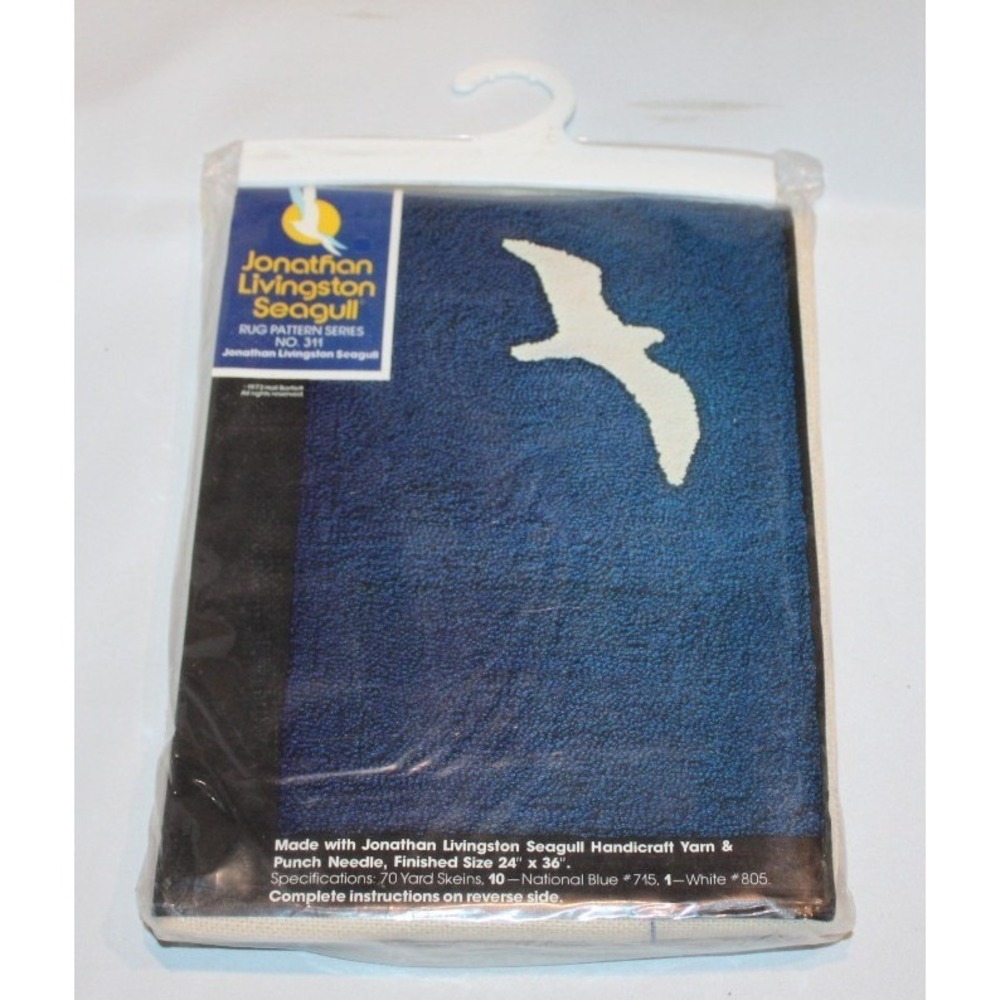 VTG 1973 Jonathan Livingston Seagull Rug Pattern No. 311 punch needle 24x36 NOS